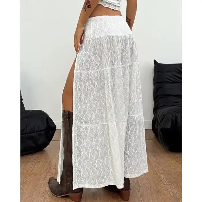 Jupe longue fendue texturée style plage nouvelle collection été pour femme