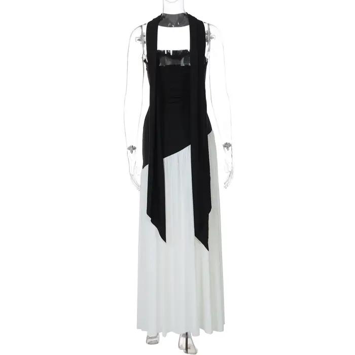 Nouvelles robes 2025 femme mode été gaine couleur unie robe fendue Sexy dos nu haute fente jupe vêtements pour femmes