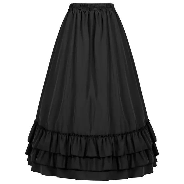Jupe victorienne longue taille haute à volants marron