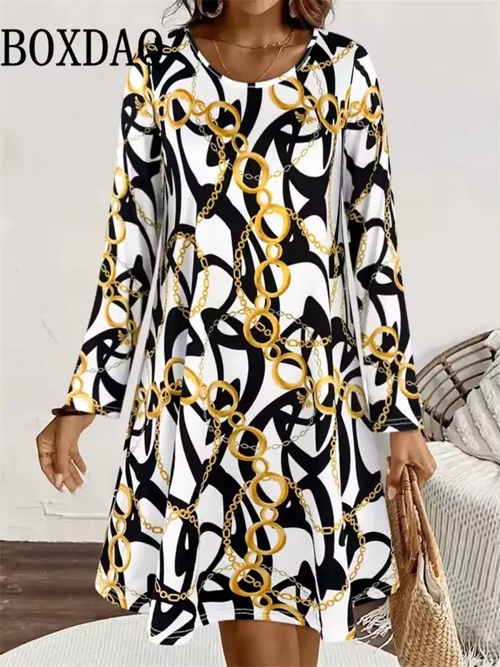 Robe d'automne pour femmes, style Boho Vintage ethnique, motif imprimé Floral, vêtements féminins élégants, manches longues, robes de soirée, nouvelle collection 2025