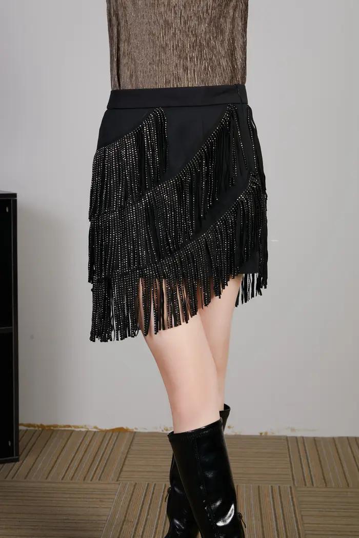 Jupe de danse latine Sexy femmes Chacha Samba Tango couches glands franges robes compétition performance Salsa dame Costume Latin