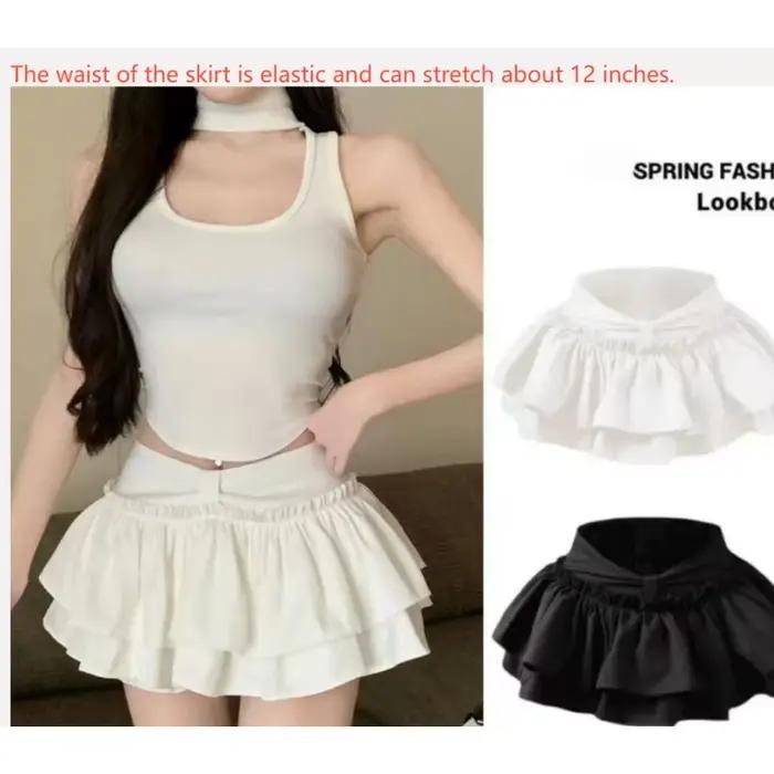 Short coréen Chic Kawaii Style Ballet jupe à plusieurs niveaux douce princesse Mini jupes élégant élastique taille