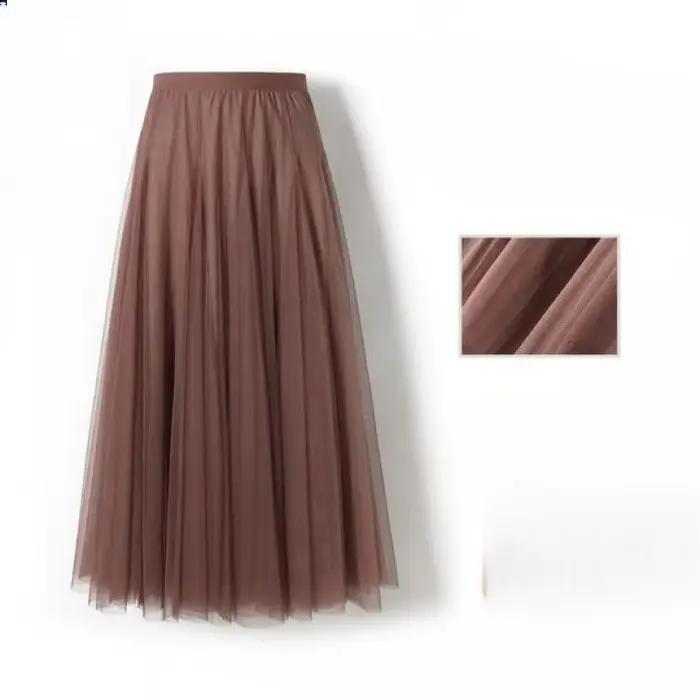 Jupe plissée évasée en mousseline polyester pour femmes style féerique longueur mi-longue occasions spéciales et quotidiennes