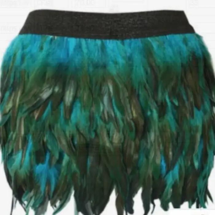 Jupe en plumes à ourlet irrégulier, robe de scène, style européen urbain