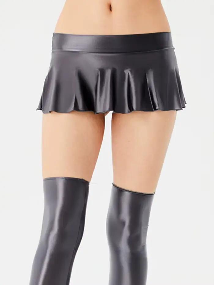 Femmes Sexy Satin brillant plissé Micro Mini jupe couleur bonbon douce filles danse