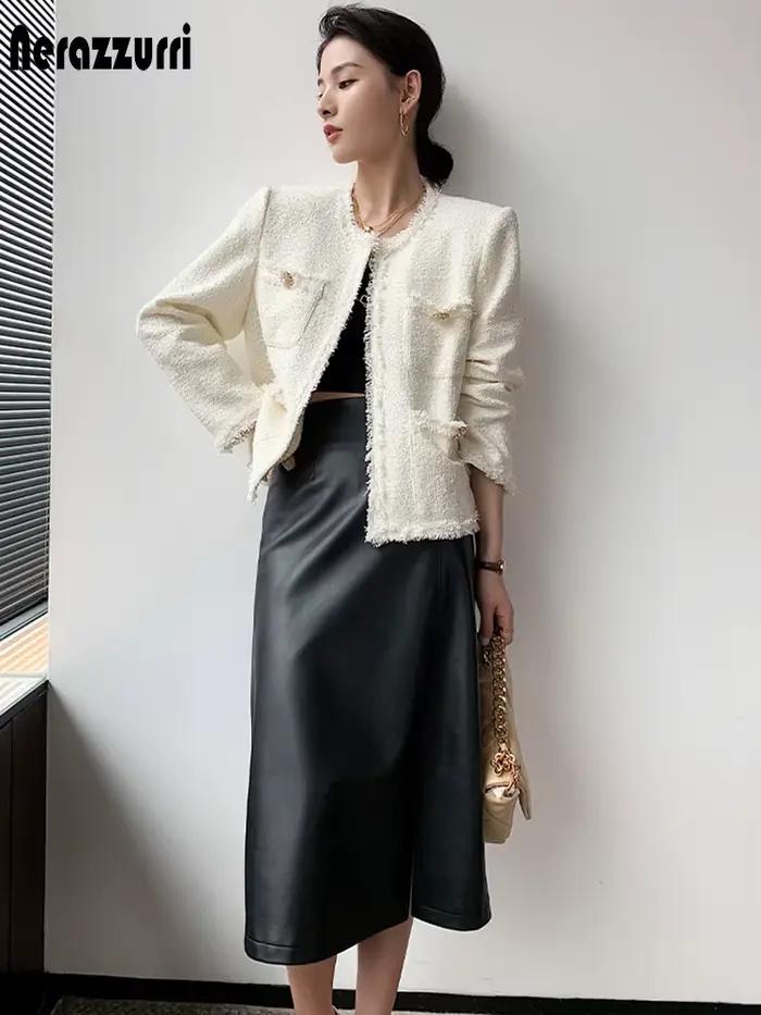 Jupe midi Nerazzurri en simili cuir jaune et noir pour femmes, style bureau, taille haute, polyvalente pour toutes les occasions