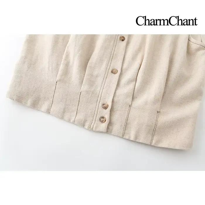 CHARMCHANT Ensemble jupe élégante en lin pour femme