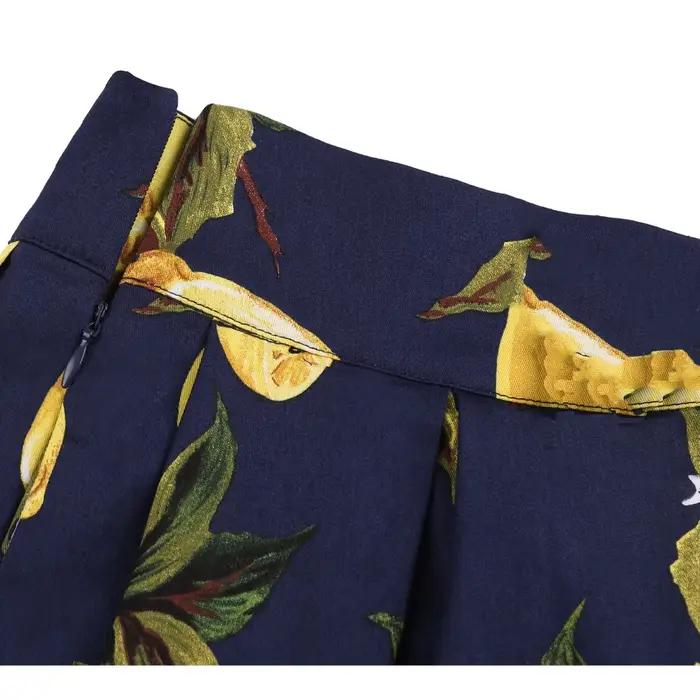 2025 été français taille haute jupes plissées bleu 50s Vintage décontracté danse fête jupe Sexy mignon Midi citron patineuse femmes vêtements