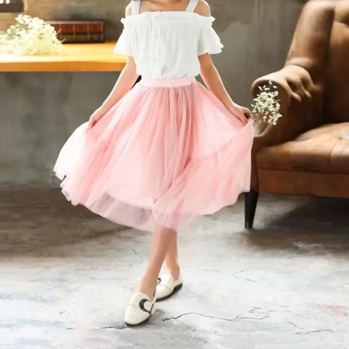 Jupes pour filles, jupe simple en gaze de princesse pour toutes les saisons