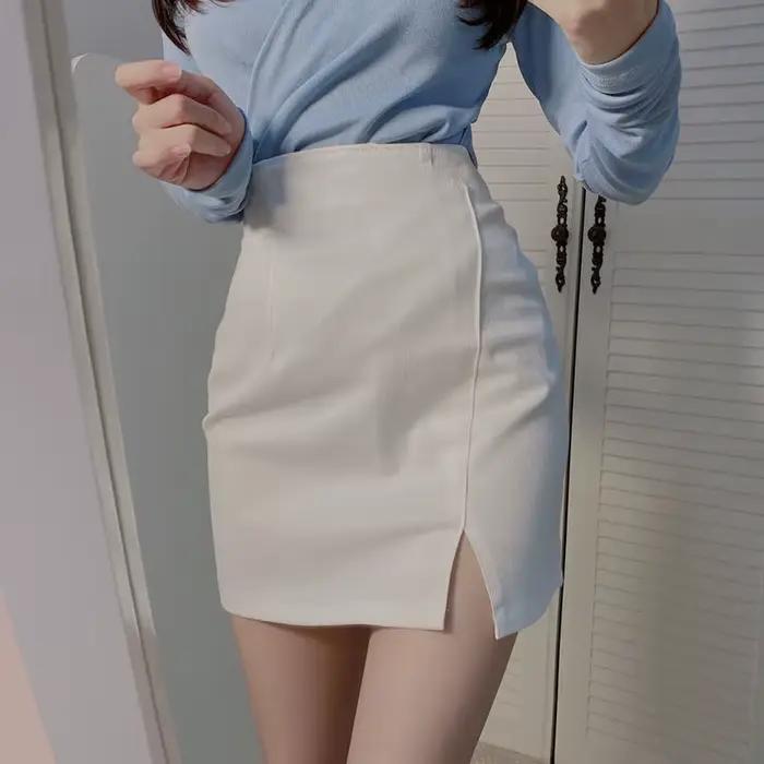 Mini Jupe Courte en Mousseline de Soie avec Fente Latérale pour Femme