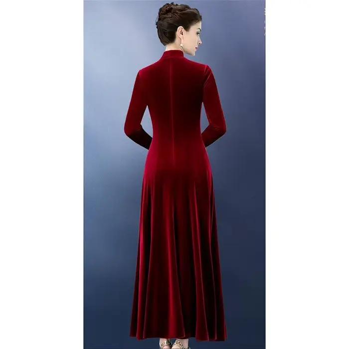 Robe Maxi en Velours localité à Manches sulfpour Femme, Style Ethnique, Nouvelle Mode Éducative, Printemps et Automne