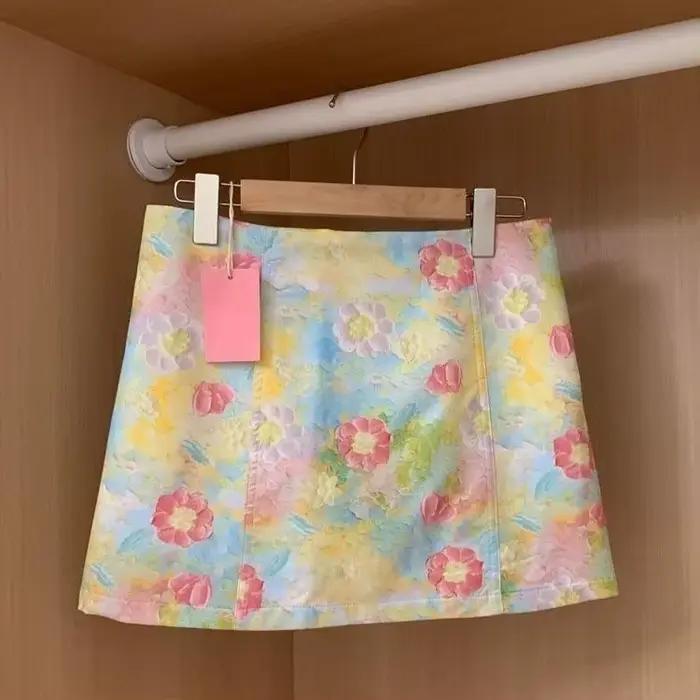 Jupe estivale floral jacquard taille haute décontractée Miss Tough pour filles occassions spéciales été 2025