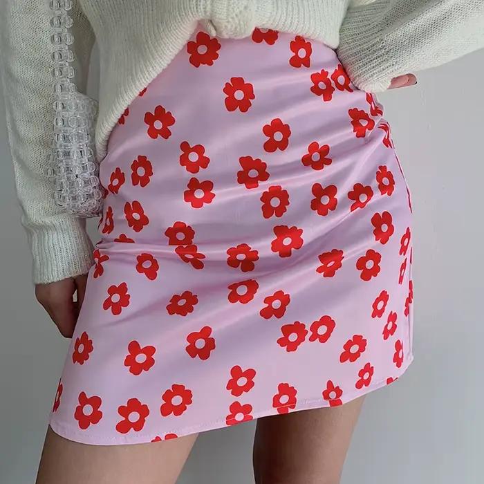 Mini jupe taille haute à imprimé floral pour femmes