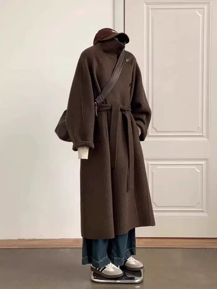 Manteau en laine et cachemire pour femme, doublure de doudoune, nouvelle collection hiver 2026, épais, mi-long