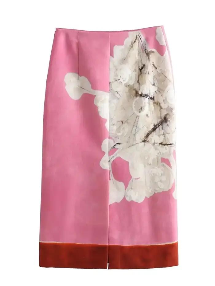Jupe imprimée vintage taille haute décontractée en acétate pour femmes, mini midi, ajustement mince, appliques, printemps été