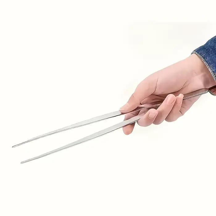 Ensemble de pinces longues en acier inoxydable de 20 cm - 4 pièces, pointes droites et courbées, pinces longues