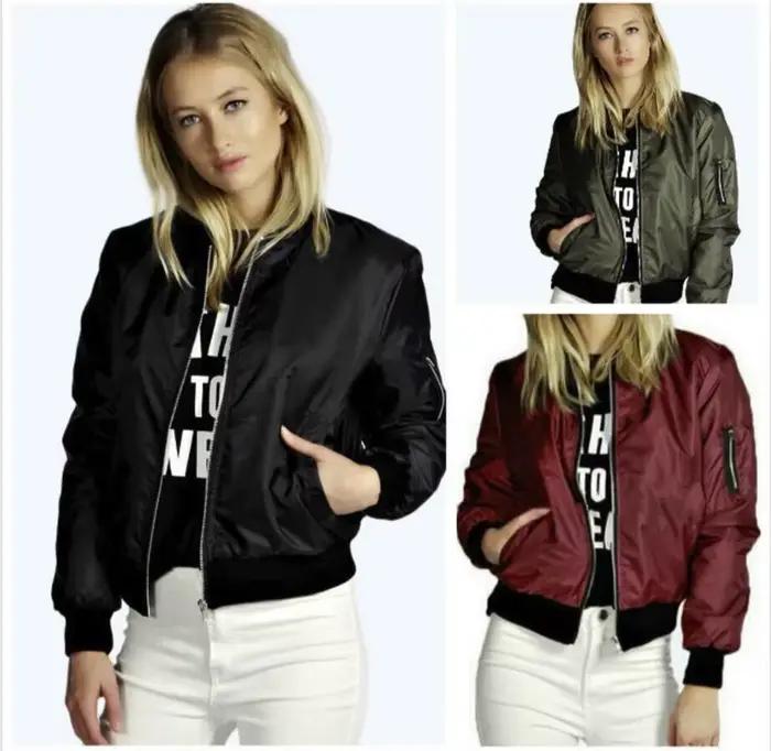 Automne nouvelles vestes courtes pour femmes Vintage haute rue col rond Bomber femme mode fermeture éclair à manches longues manteau femme