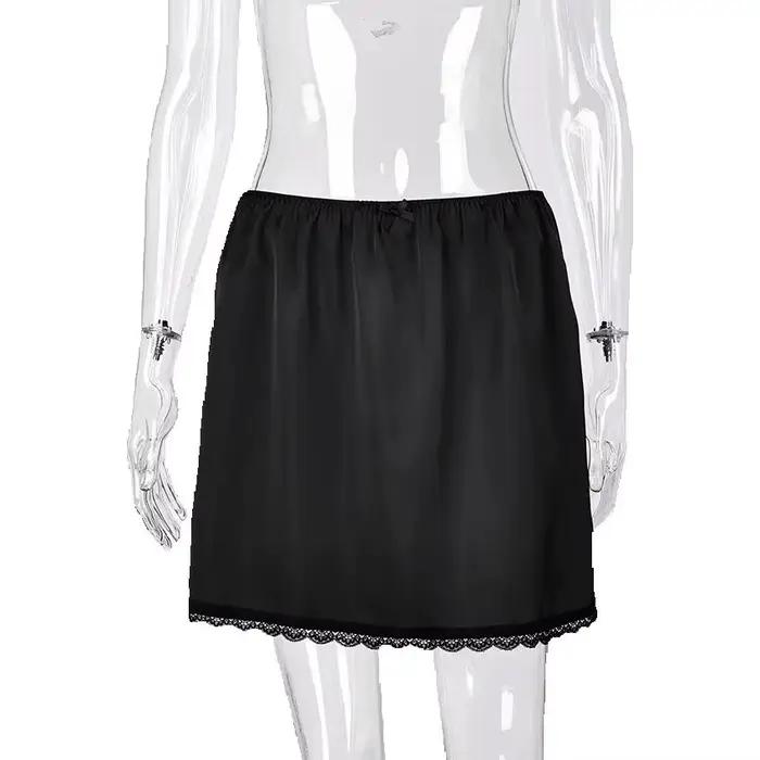 Linad été Sexy Satin blanc Mini jupes pour femmes rue Chic rouge taille haute jupe décontracté mince
