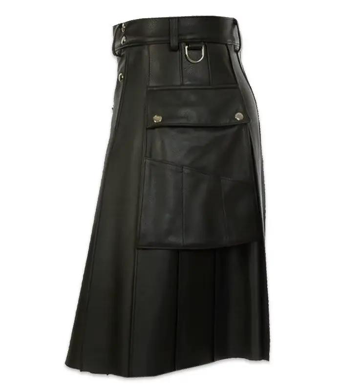 Jupe de Festival de fête kilt écossais en simili cuir avec poches cargo
