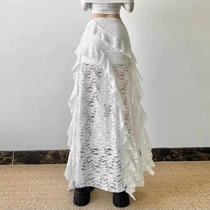 Jupe gothique années 2000 en acétate et polyester pour femmes, style décontracté, Gyaru Kpop, Streetwear, longue et asymétrique, pour les occasions spéciales ```