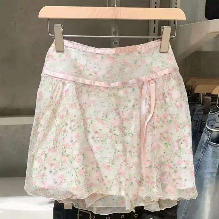 Nouvelle jupe mini à imprimé floral d'été pour femme