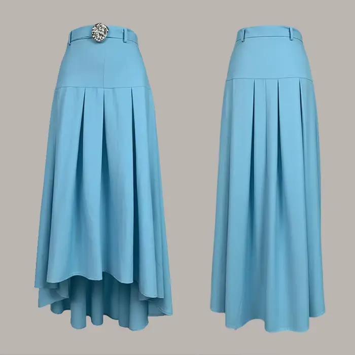 Krisstargirl jupe Maxi à ourlet haut et bas pour femme 2025 printemps/été et automne coton lin