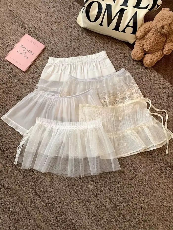 Demi-jupe en dentelle de Style coréen pour femmes