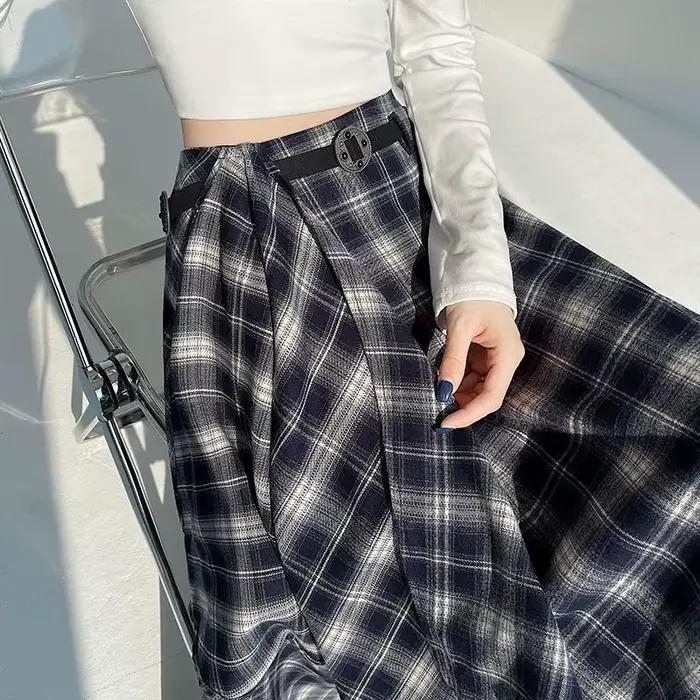 Jupes longues femmes jupe en laine 2025 Goth Lolita automne hiver taille haute volants asymétrique