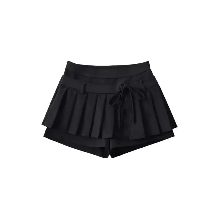 Mini-jupe plissée taille haute avec nœud papillon