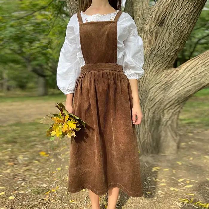 Robe rétro en velours côtelé pour femmes style décontracté automne polyester col carré confortable ligne A occasions spéciales