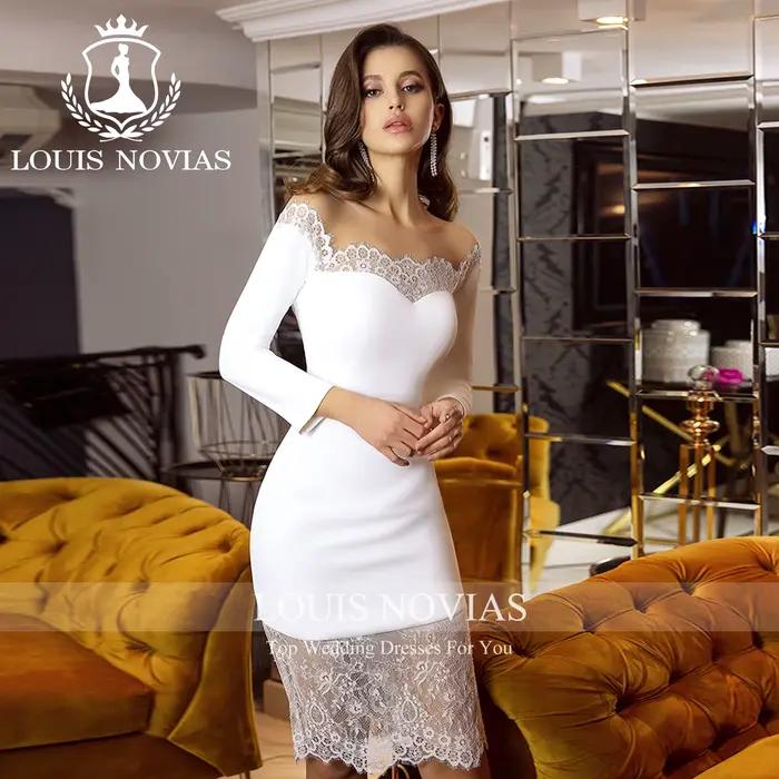 LOUIS NOVIAS robe De mariée sirène à manches longues décolleté Invisible Illusion bouton Sexy