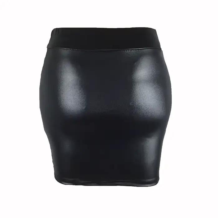 Jupe moulante taille haute, jupe sexy en simili cuir