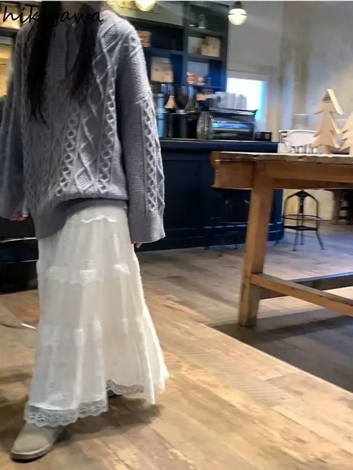 Femmes vêtements doux Jupe longue Patchwork dentelle