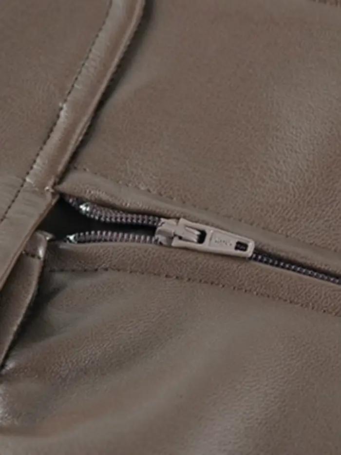 Jupe mi-longue en simili cuir PU pour femme, fermeture éclair fente latérale, silhouette élégante, adaptable à toutes les tailles, polyvalente pour bureau et soirées