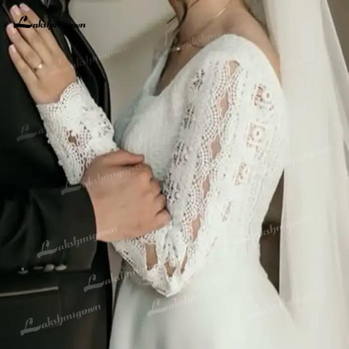 Robe de mariée bohème à col carré et manches longues