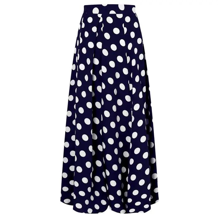 Meilleure Vente Jupe Longue Élégante Femme Taille Haute Vintage à Pois Ample Style Swing Tenue Quotidienne Urbaine 2026