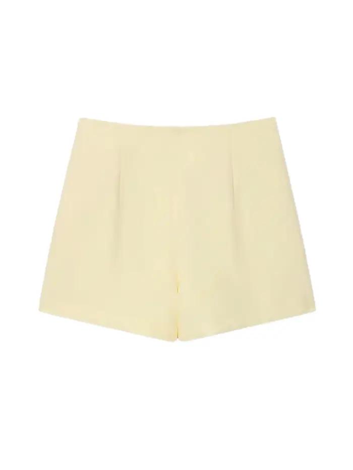 Jupe-short taille haute pour femme avec fente avant et fermeture éclair latérale