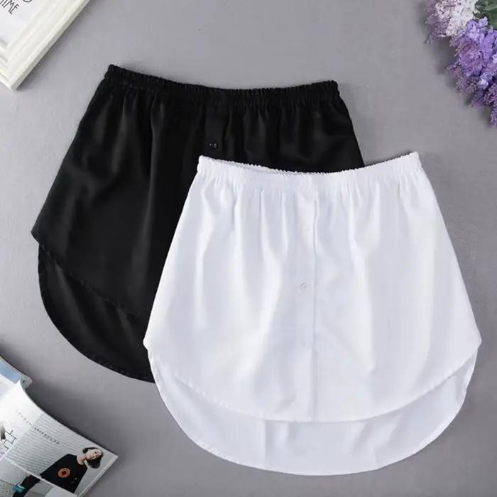 Sous-jupe amovible pour femme, fausse chemise, jupe irrégulière, queue de chemisier, rallonge en coton, mini ourlet, 6 TAN6