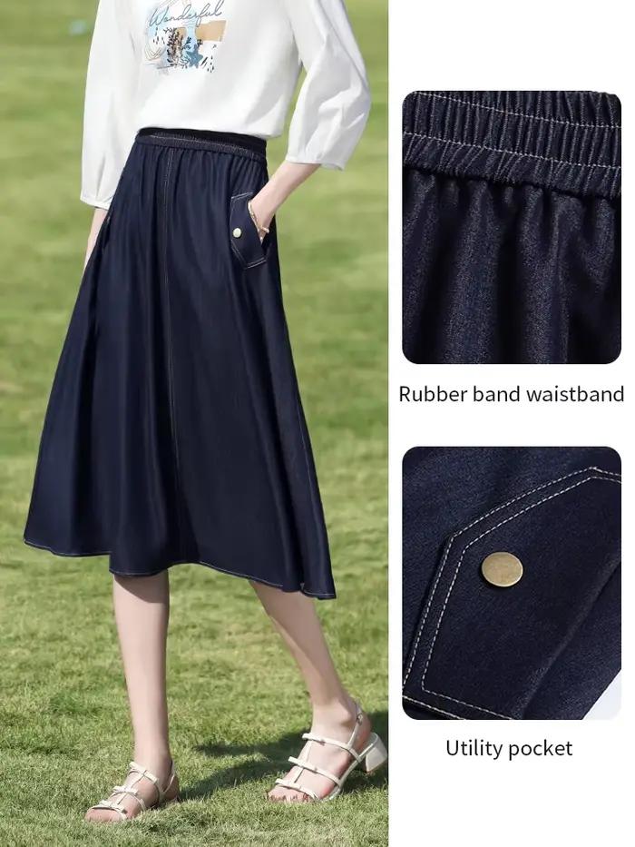 I BELIEVE YOU Jupe midi en jean bleu foncé pour femme