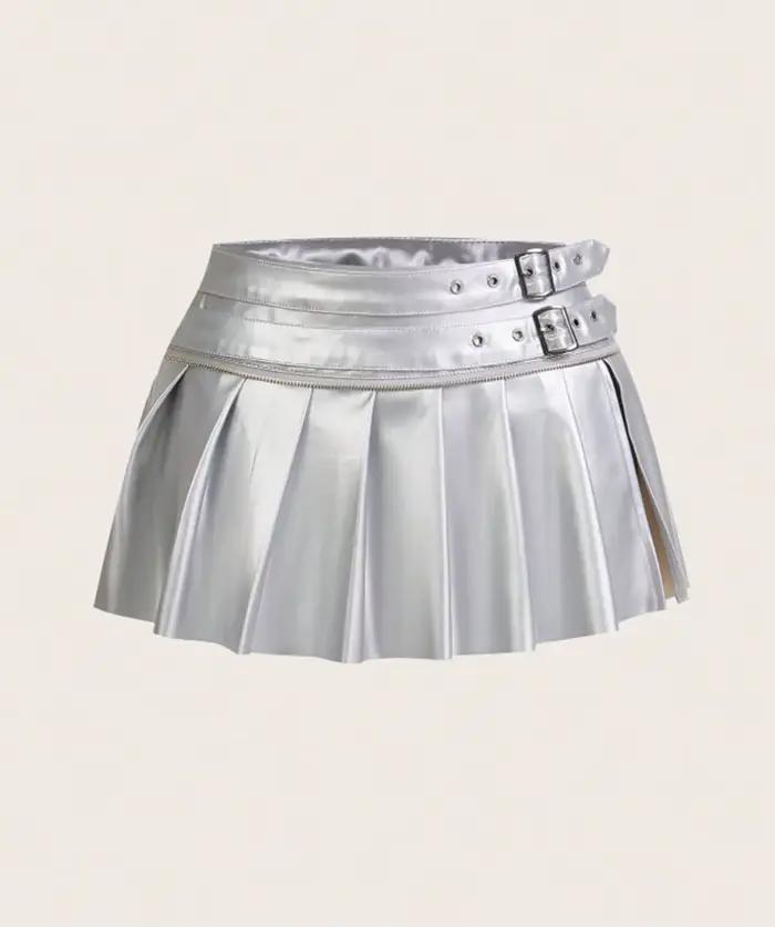Jupe plissée Sexy épicée pour femmes, jupe Ultra courte, fente polyvalente