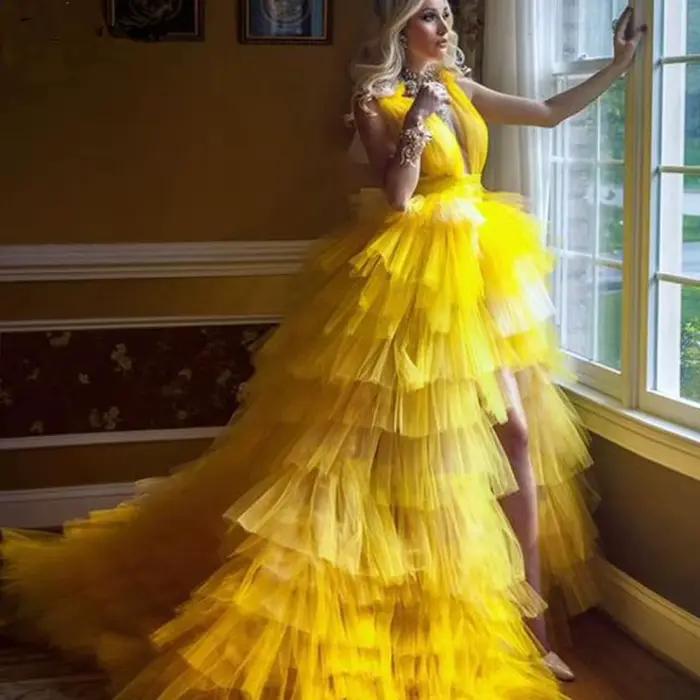 Robes de bal dorées 2026 pour femmes, élégantes, pour soirées formelles, courtes devant et longues derrière, plissées, Vestidos De Gala, robes de soirée de remise des diplômes