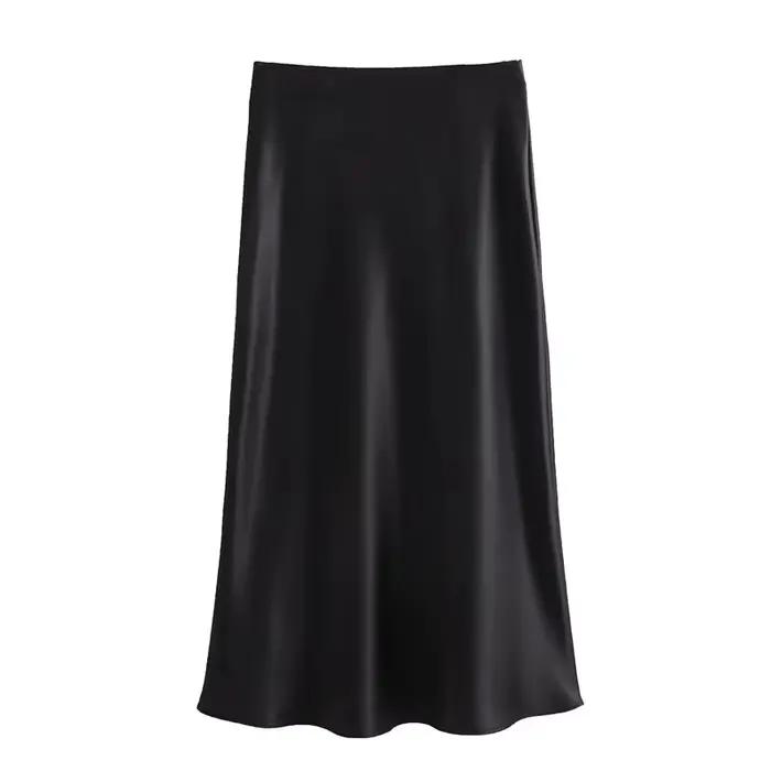 Jupe en satin MUJER Femme 2026 – Jupe longue taille haute pour femme