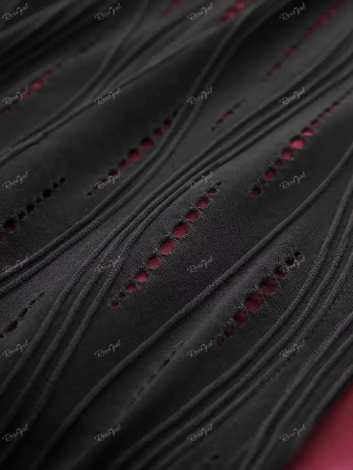 Jupe grandes tailles haute élasticité polyester et élasthanne avec rivets, dentelle et découpes pour femmes décontractées printemps été