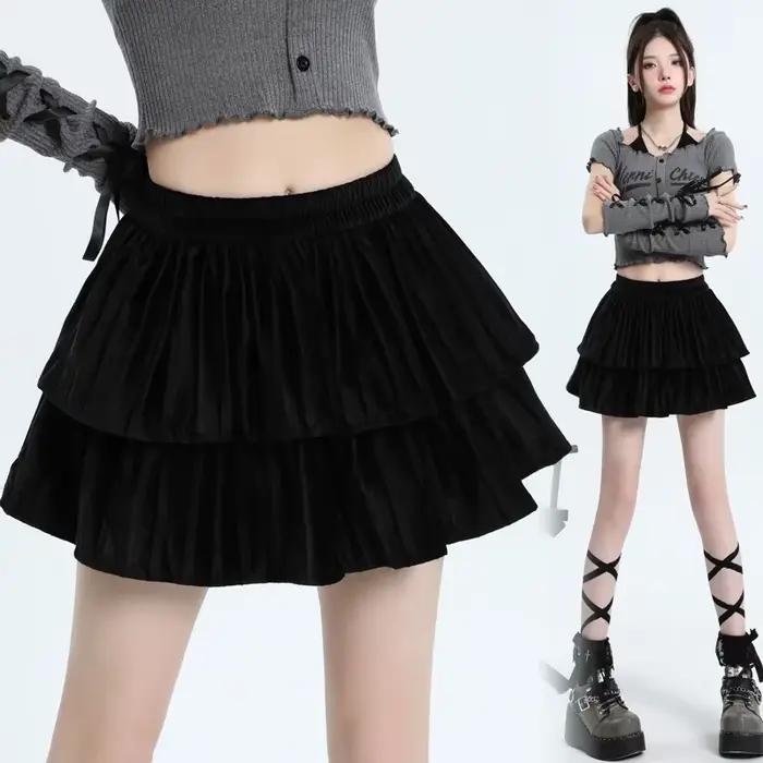 Jupes coréennes en velours Slim taille haute pour femmes