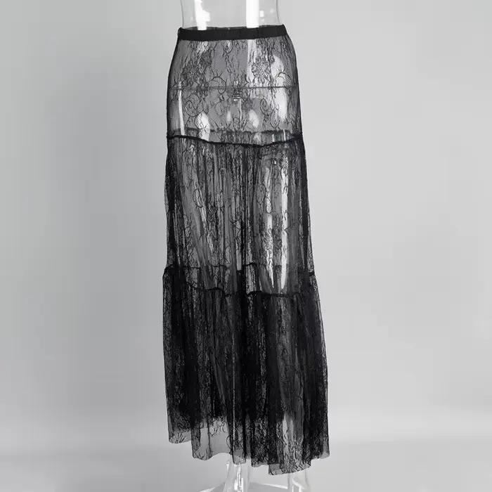 Jupe longue en dentelle noire 2026 – Nouvelle collection été