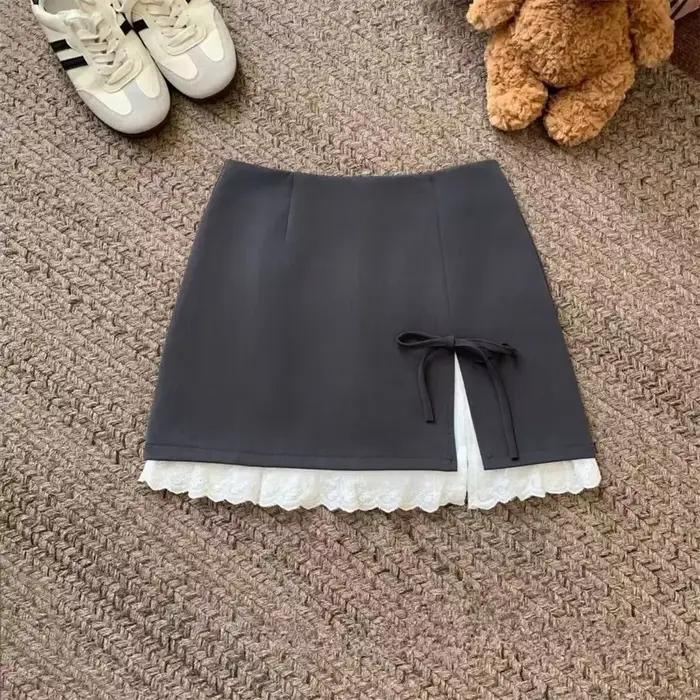 Femmes bureau dame taille haute a-ligne Mini jupe douce élégante
