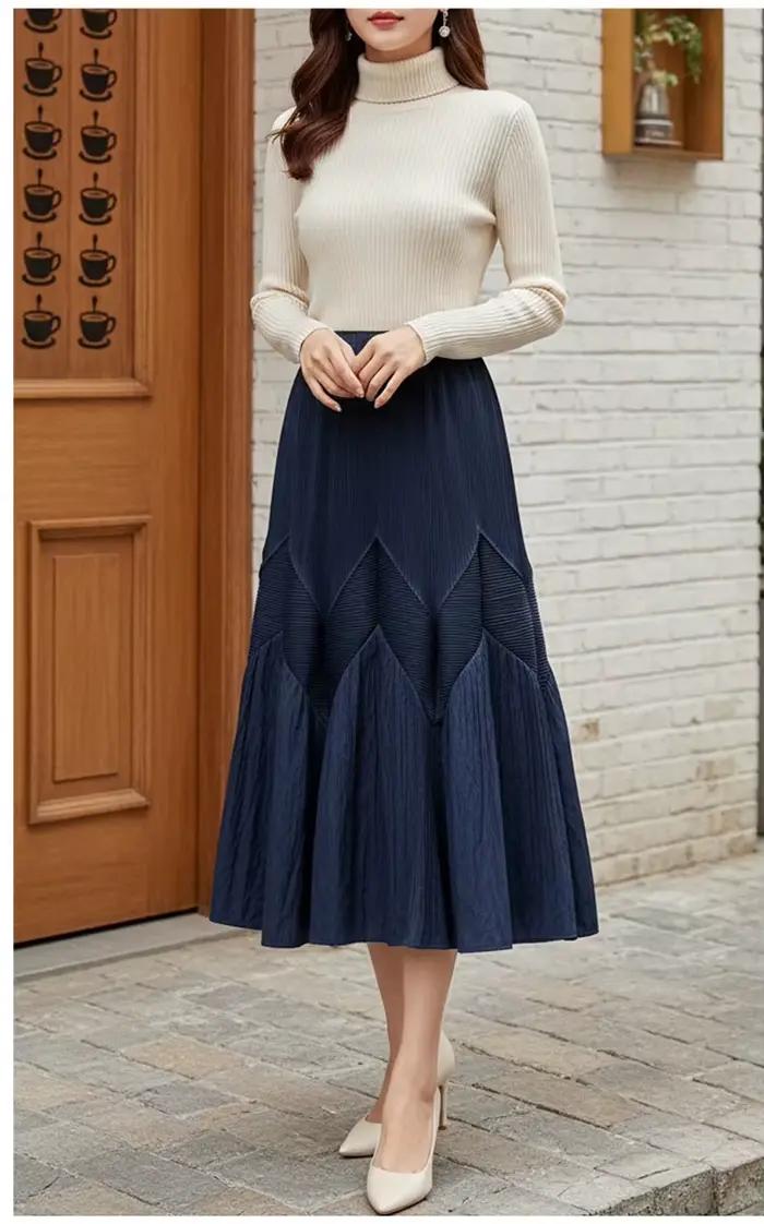 Jupe tulipe taille haute avec taille élastique pour femme