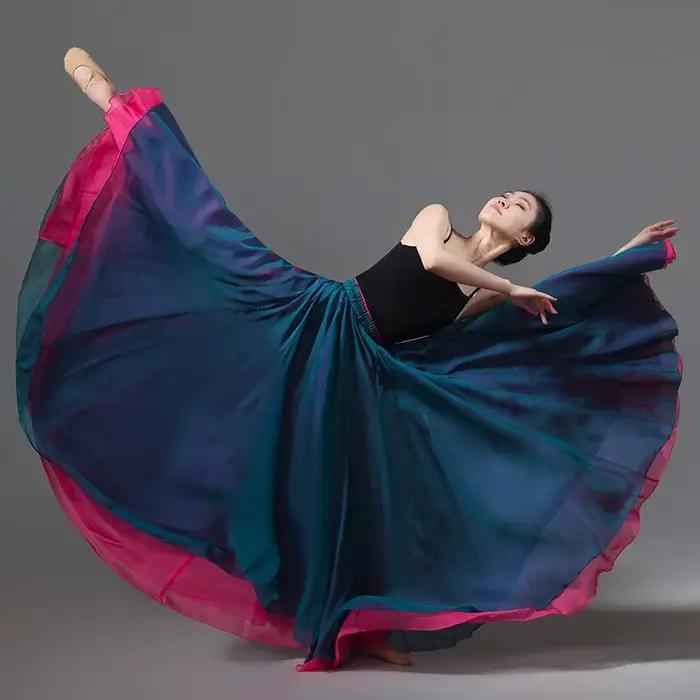 Jupe de danse classique à double couche avec rotation à 720 degrés