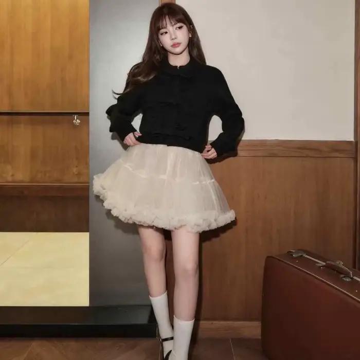 Mesh Skirt Female 2025 Spring and Summer Sweet A-shaped Cake Fluffy Skirt