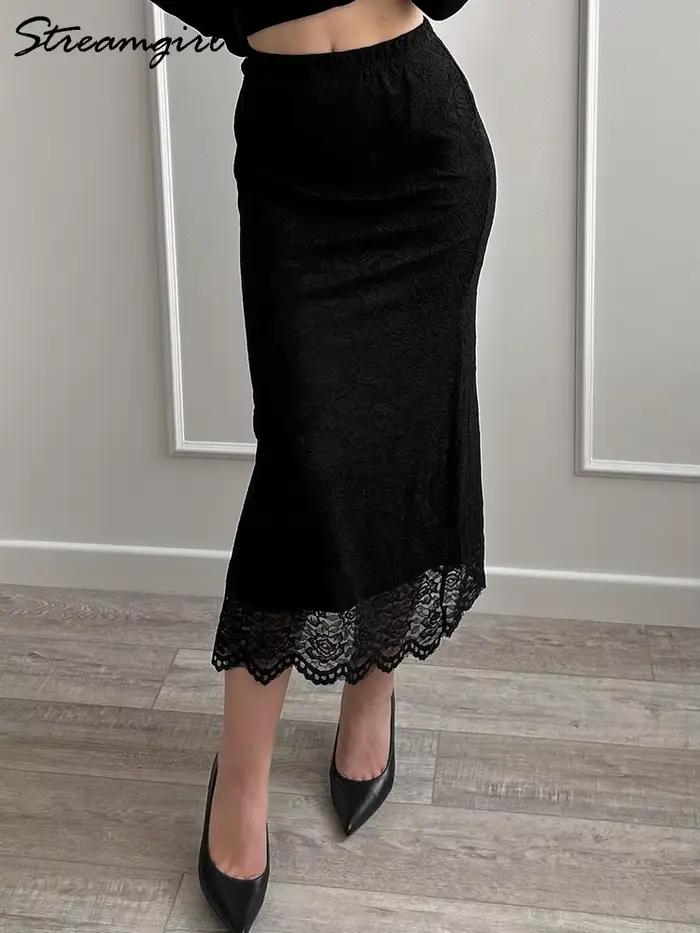 Jupe en dentelle blanche Maxi moulante femmes été tenue de bureau jupes formelles élégantes